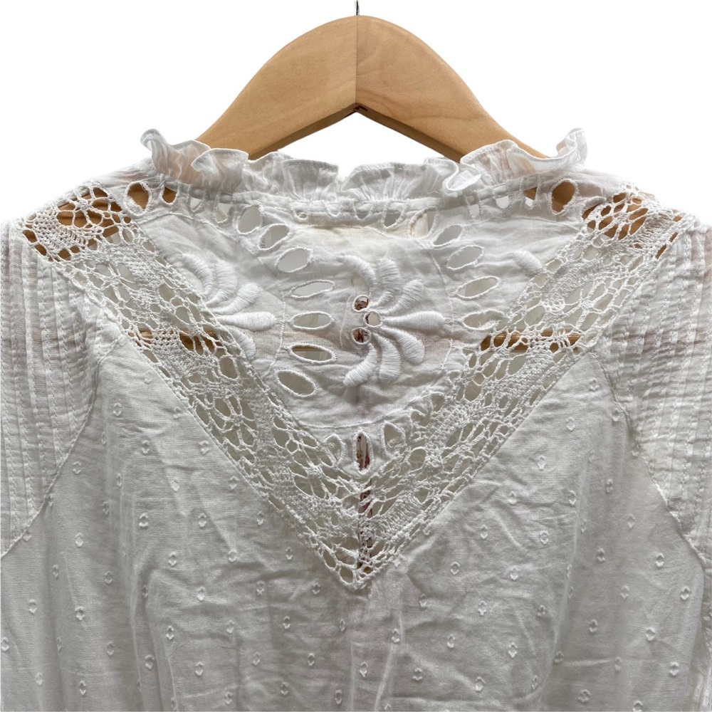 NWT LoveShackFancy Isidore White Boho Lace Ruffle Mini Dress Size Small - Picture 6 of 14